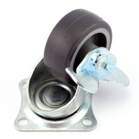 Zwenkwiel met rem 50x22mm, TPR (Thermo Plastisch Rubber)
