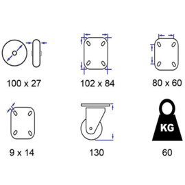 Zwenkwiel, 100 mm, PVC (Polyvinylchloride)