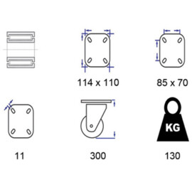 Zwenkwiel 3.00-4 met luchtband pvc velg (Polyvinylchloride)