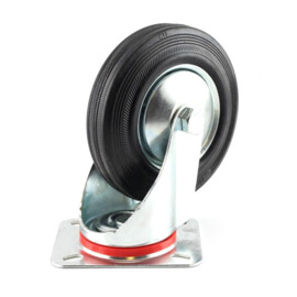 Zwenkwiel, diameter van 125mm, zwarte rubberband, metalen velg, draagvermogen tot 100KG