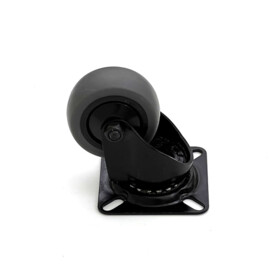 Zwenkwiel zwart, diameter van 50mm, plaatbevestiging, niet-strepende rubberband, draagvermogen tot 50KG