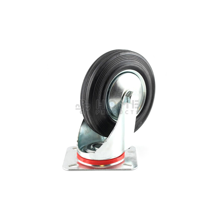 Zwenkwiel, diameter van 75mm, zwarte rubberband, metalen velg, draagvermogen tot 50KG